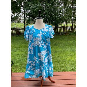 Hawaiian Creations Blue Floral Dress L